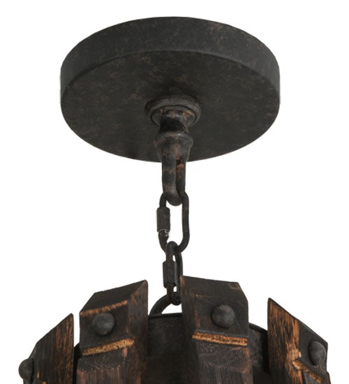 Meyda Lighting Barrel Stave 48" 12-Light 2-Tier Coffee Bean Madera Chandelier With Black Faux Candlelight