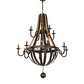 Meyda Lighting Barrel Stave 48" 12-Light 2-Tier Natural Wood & Oil Rubbed Bronze Madera Chandelier