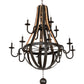 Meyda Lighting Barrel Stave 48" 12-Light 2-Tier Natural Wood & Oil Rubbed Bronze Madera Chandelier