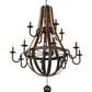 Meyda Lighting Barrel Stave 48" 12-Light 2-Tier Natural Wood & Oil Rubbed Bronze Madera Chandelier