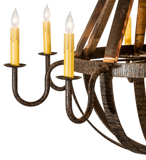 Meyda Lighting Barrel Stave 48" 8-Light Coffee Bean Madera Chandelier With Ivory Faux Candlelight