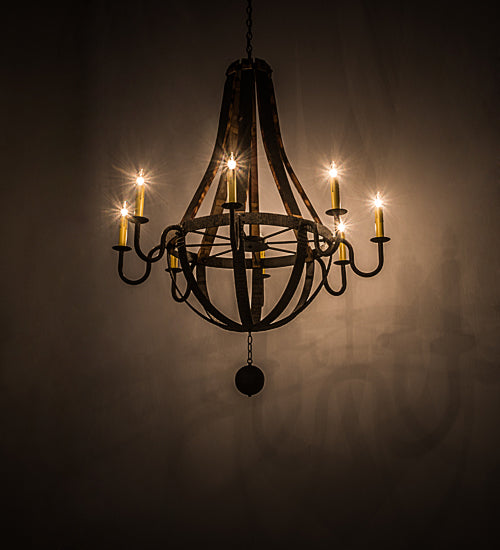 Meyda Lighting Barrel Stave 48" 8-Light Coffee Bean Madera Chandelier With Ivory Faux Candlelight