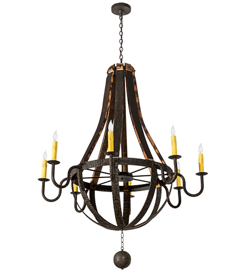 Meyda Lighting Barrel Stave 48" 8-Light Coffee Bean Madera Chandelier With Ivory Faux Candlelight