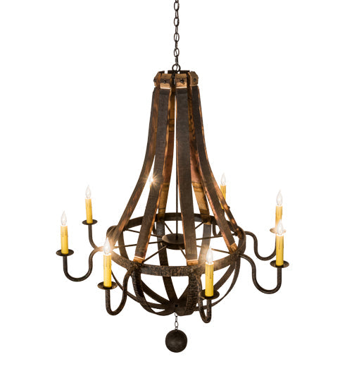Meyda Lighting Barrel Stave 48" 8-Light Coffee Bean Madera Chandelier With Ivory Faux Candlelight