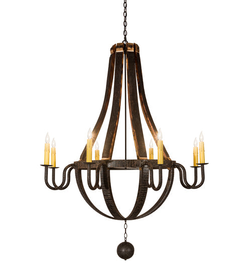 Meyda Lighting Barrel Stave 48" 8-Light Coffee Bean Madera Chandelier With Ivory Faux Candlelight