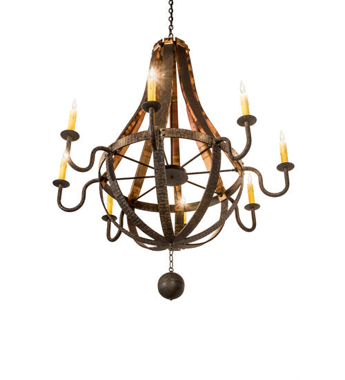 Meyda Lighting Barrel Stave 48" 8-Light Coffee Bean Madera Chandelier With Ivory Faux Candlelight