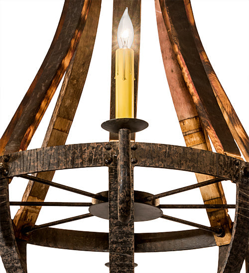 Meyda Lighting Barrel Stave 48" 8-Light Coffee Bean Madera Chandelier With Ivory Faux Candlelight