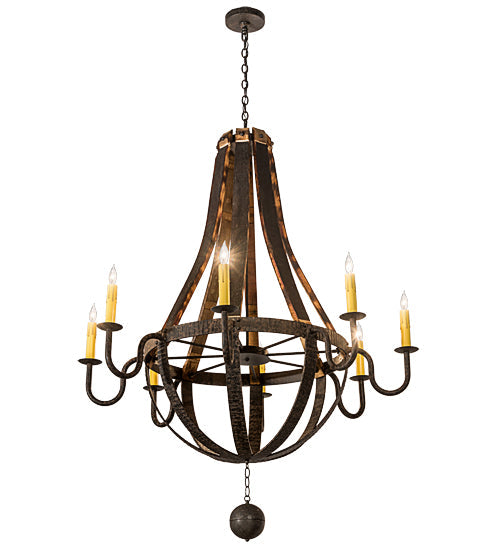 Meyda Lighting Barrel Stave 48" 8-Light Coffee Bean Madera Chandelier With Ivory Faux Candlelight
