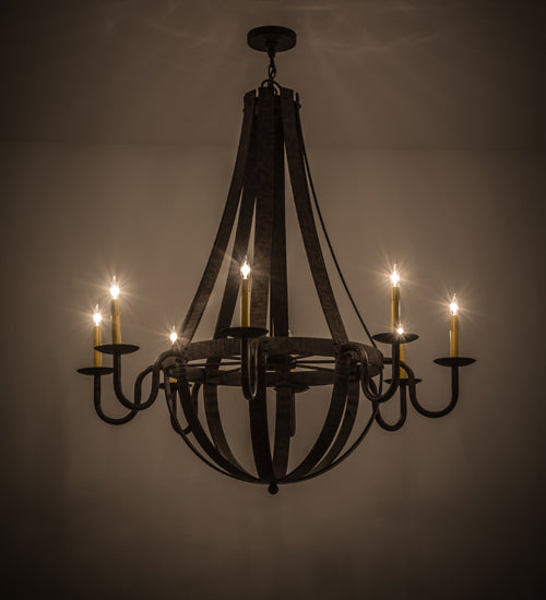 Meyda Lighting Barrel Stave 48" 8-Light Coffee Bean Metallo Chandelier With Ivory Faux Candlelight