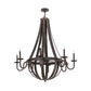 Meyda Lighting Barrel Stave 48" 8-Light Coffee Bean Metallo Chandelier With Ivory Faux Candlelight
