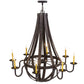 Meyda Lighting Barrel Stave 48" 8-Light Coffee Bean Metallo Chandelier With Ivory Faux Candlelight