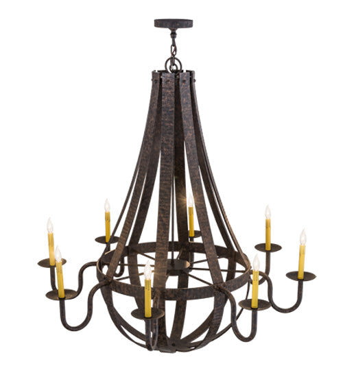 Meyda Lighting Barrel Stave 48" 8-Light Coffee Bean Metallo Chandelier With Ivory Faux Candlelight