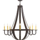 Meyda Lighting Barrel Stave 48" 8-Light Coffee Bean Metallo Chandelier With Ivory Faux Candlelight