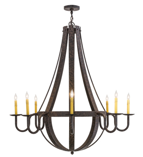 Meyda Lighting Barrel Stave 48" 8-Light Coffee Bean Metallo Chandelier With Ivory Faux Candlelight
