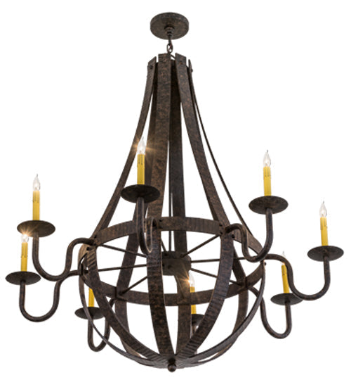 Meyda Lighting Barrel Stave 48" 8-Light Coffee Bean Metallo Chandelier With Ivory Faux Candlelight