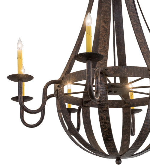 Meyda Lighting Barrel Stave 48" 8-Light Coffee Bean Metallo Chandelier With Ivory Faux Candlelight