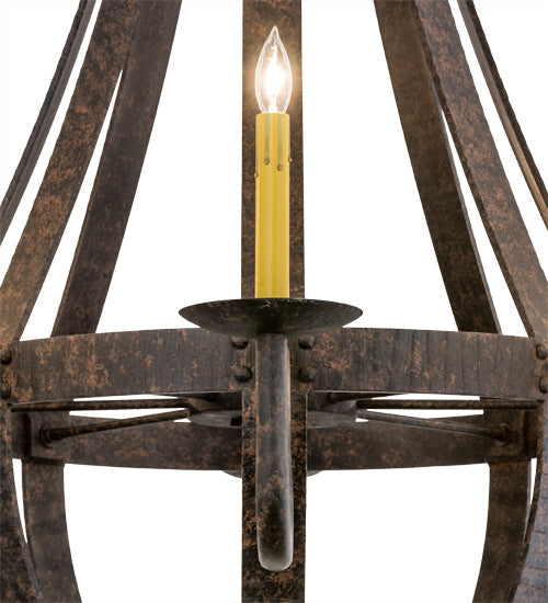 Meyda Lighting Barrel Stave 48" 8-Light Coffee Bean Metallo Chandelier With Ivory Faux Candlelight