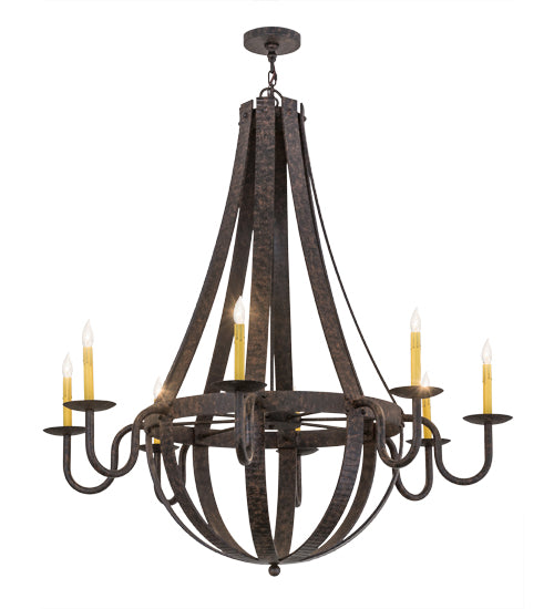 Meyda Lighting Barrel Stave 48" 8-Light Coffee Bean Metallo Chandelier With Ivory Faux Candlelight