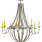 Meyda Lighting Barrel Stave 48" 8-Light Nickel Powder Coat Metallo Chandelier With Ivory Faux Candlelight