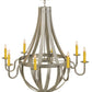 Meyda Lighting Barrel Stave 48" 8-Light Nickel Powder Coat Metallo Chandelier With Ivory Faux Candlelight