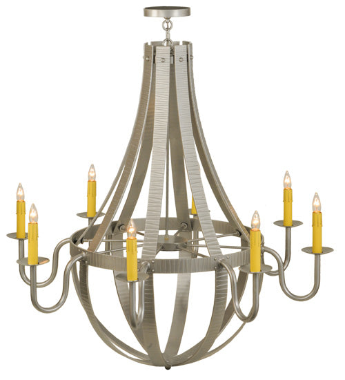 Meyda Lighting Barrel Stave 48" 8-Light Nickel Powder Coat Metallo Chandelier With Ivory Faux Candlelight