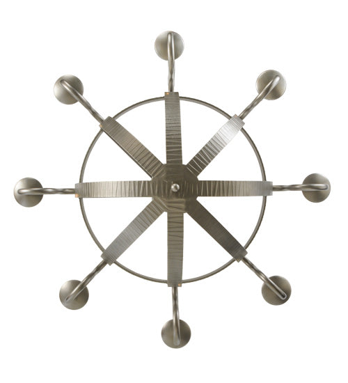 Meyda Lighting Barrel Stave 48" 8-Light Nickel Powder Coat Metallo Chandelier With Ivory Faux Candlelight
