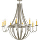 Meyda Lighting Barrel Stave 48" 8-Light Nickel Powder Coat Metallo Chandelier With Ivory Faux Candlelight