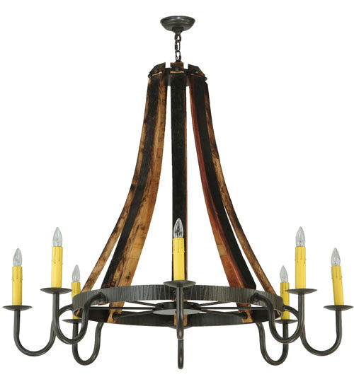 Meyda Lighting Barrel Stave 48" 8-Light Timeless Bronze Madera Chandelier With Ivory Faux Candlelight