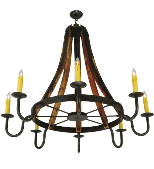 Meyda Lighting Barrel Stave 48" 8-Light Timeless Bronze Madera Chandelier With Ivory Faux Candlelight