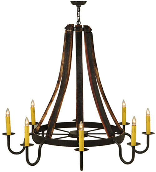 Meyda Lighting Barrel Stave 48" 8-Light Timeless Bronze Madera Chandelier With Ivory Faux Candlelight