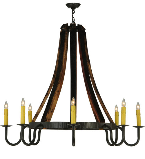 Meyda Lighting Barrel Stave 48" 8-Light Timeless Bronze Madera Chandelier With Ivory Faux Candlelight