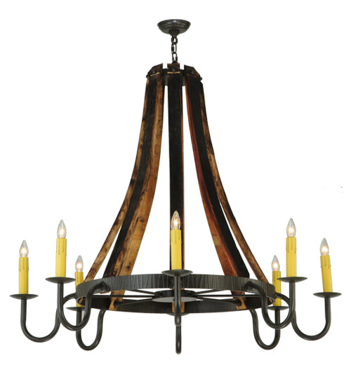 Meyda Lighting Barrel Stave 48" 8-Light Timeless Bronze Madera Chandelier With Ivory Faux Candlelight