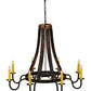 Meyda Lighting Barrel Stave 50" 8-Light Costello Black Madera Chandelier With Ivory Faux Candlelight