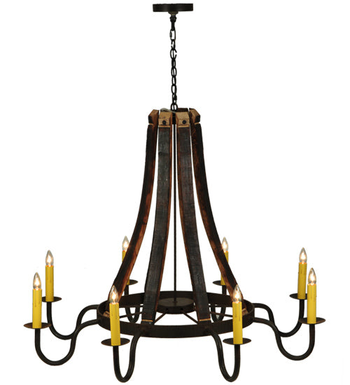 Meyda Lighting Barrel Stave 50" 8-Light Costello Black Madera Chandelier With Ivory Faux Candlelight