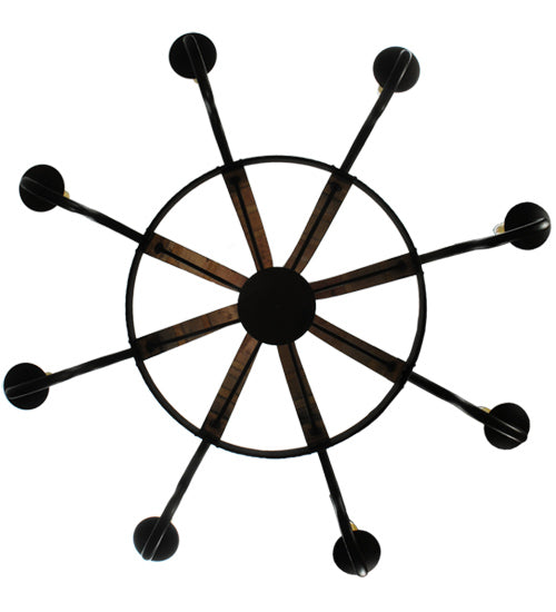 Meyda Lighting Barrel Stave 50" 8-Light Costello Black Madera Chandelier With Ivory Faux Candlelight