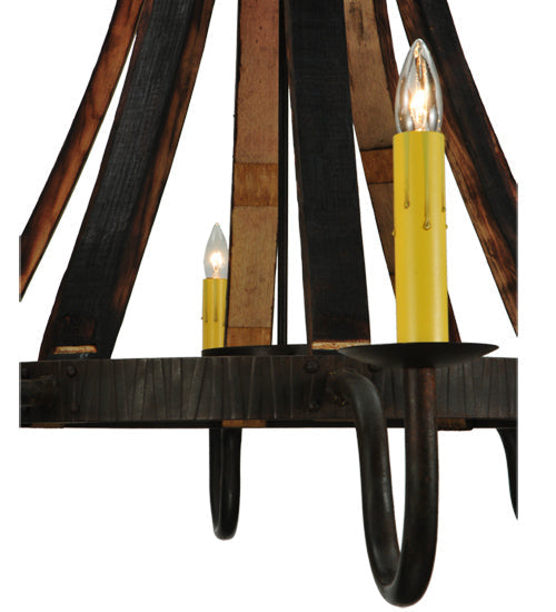 Meyda Lighting Barrel Stave 50" 8-Light Costello Black Madera Chandelier With Ivory Faux Candlelight