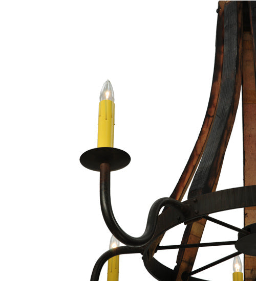 Meyda Lighting Barrel Stave 50" 8-Light Costello Black Madera Chandelier With Ivory Faux Candlelight