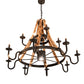 Meyda Lighting Barrel Stave 54" 13-Light Natural Wood & Costello Black Madera Chandelier With Black Faux Candlelight