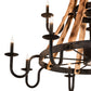 Meyda Lighting Barrel Stave 54" 13-Light Natural Wood & Costello Black Madera Chandelier With Black Faux Candlelight