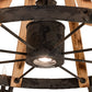 Meyda Lighting Barrel Stave 54" 13-Light Natural Wood & Costello Black Madera Chandelier With Black Faux Candlelight