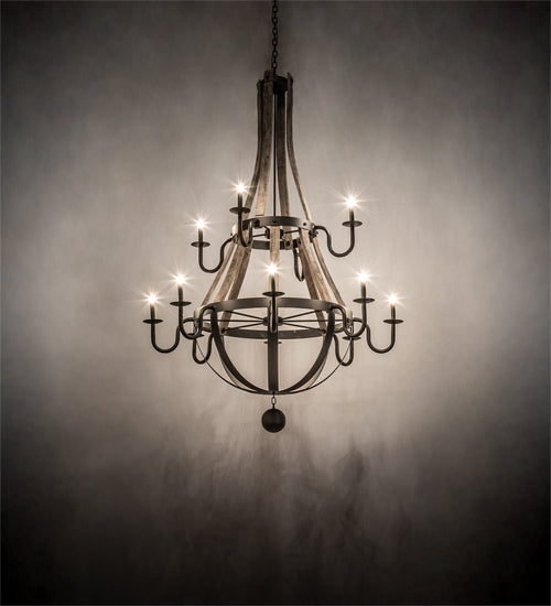 Meyda Lighting Barrel Stave 56" 12-Light 2-Tier Oil Rubbed Bronze Madera Chandelier