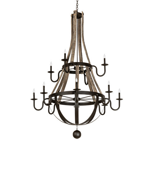 Meyda Lighting Barrel Stave 56" 12-Light 2-Tier Oil Rubbed Bronze Madera Chandelier