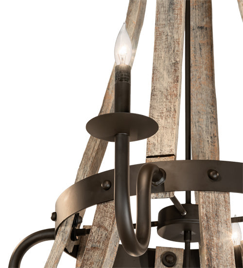 Meyda Lighting Barrel Stave 56" 12-Light 2-Tier Oil Rubbed Bronze Madera Chandelier