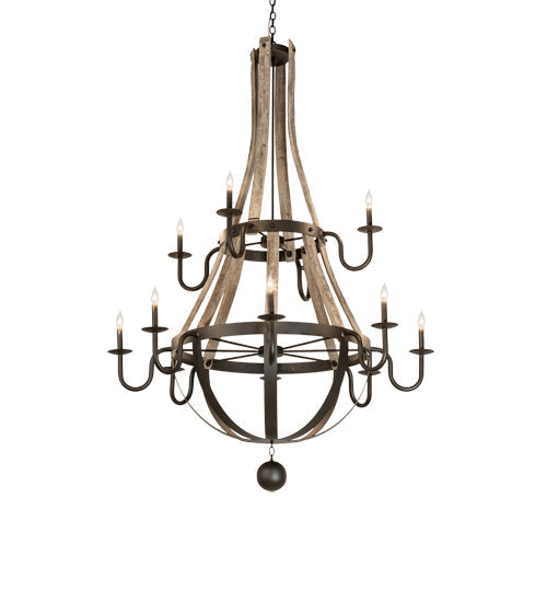 Meyda Lighting Barrel Stave 56" 12-Light 2-Tier Oil Rubbed Bronze Madera Chandelier