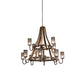 Meyda Lighting Barrel Stave 60" 12-Light 2-Tier Tyler Bronze & Natural Wood Winter Maple Chandelier