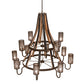 Meyda Lighting Barrel Stave 60" 12-Light 2-Tier Tyler Bronze & Natural Wood Winter Maple Chandelier