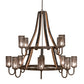Meyda Lighting Barrel Stave 60" 12-Light 2-Tier Tyler Bronze & Natural Wood Winter Maple Chandelier