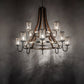 Meyda Lighting Barrel Stave 61" 12-Light 2-Tier Industrial Steel & Charred Wood Winter Maple Chandelier