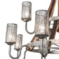 Meyda Lighting Barrel Stave 61" 12-Light 2-Tier Industrial Steel & Charred Wood Winter Maple Chandelier