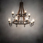 Meyda Lighting Barrel Stave 61" 12-Light Natural Wood & Golden Bronze Chandelier With Crystal Rainfall Idalight Shade